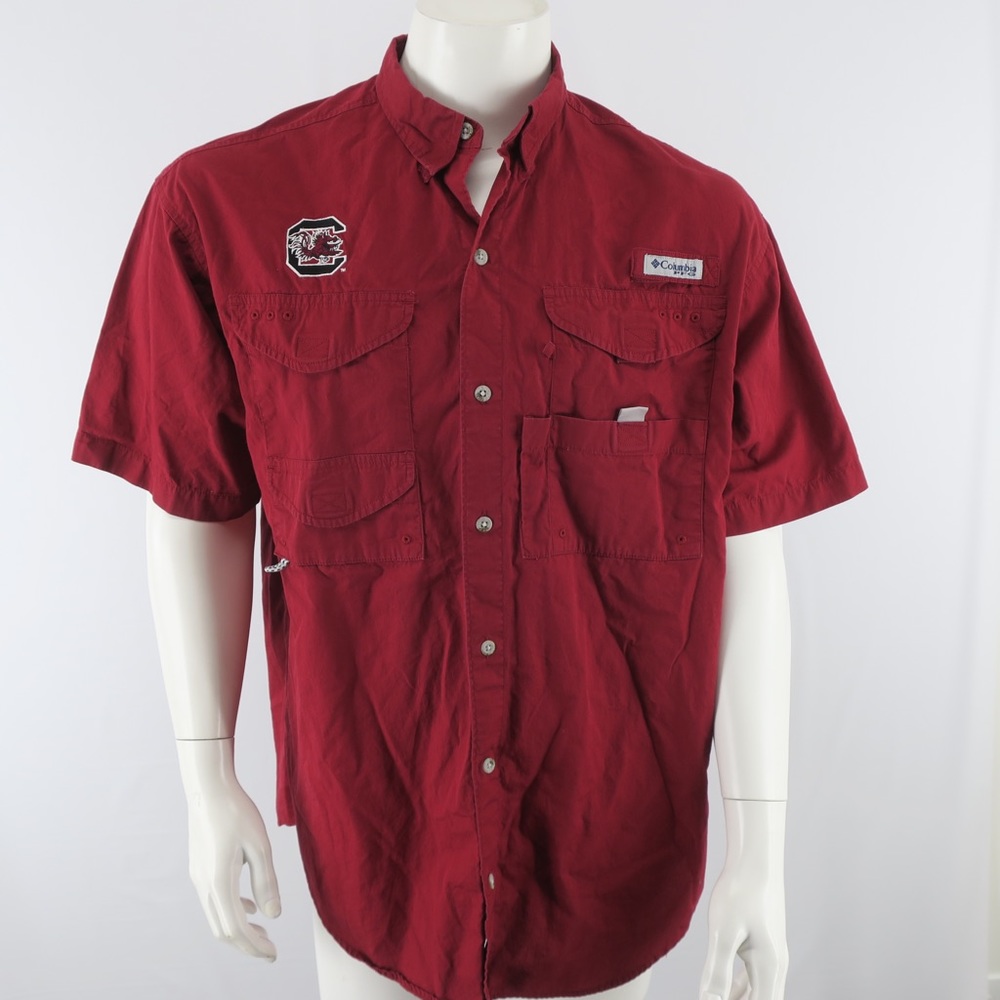 Columbia PFG Vented South Carolina Gamecocks Shirt Mens Medium Red Short Sleeve‎